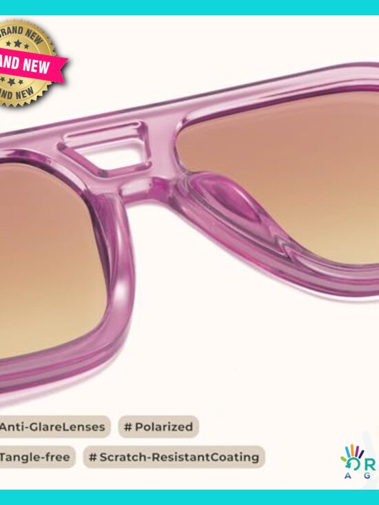 Trendy Polarized Square Aviator Sunglasses Retro Vintage Oversized Frame main image 6